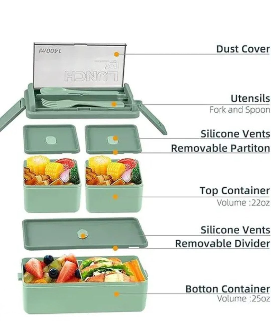 Microwave Safe Insulated Lunch Box with Spoon