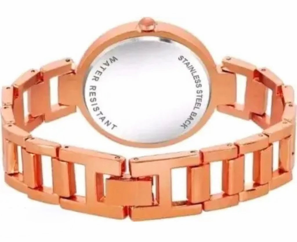 Ethnic Solid Rosegold Designer Metal Belt Analog Watches for Women