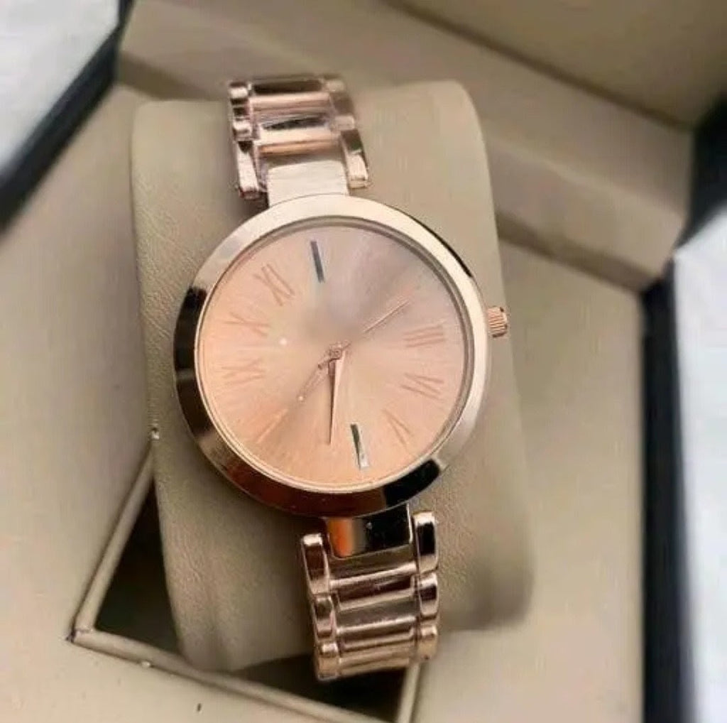 Ethnic Solid Rosegold Designer Metal Belt Analog Watches for Women