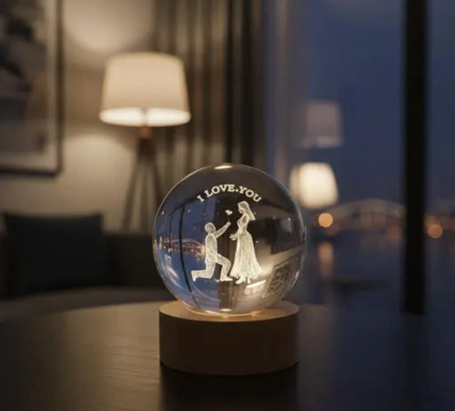 I LOVE YOU Theam Valentine Day Specail 3D Crystal Lamp | Table Top Night Light for Home & Room | Crystal lamp